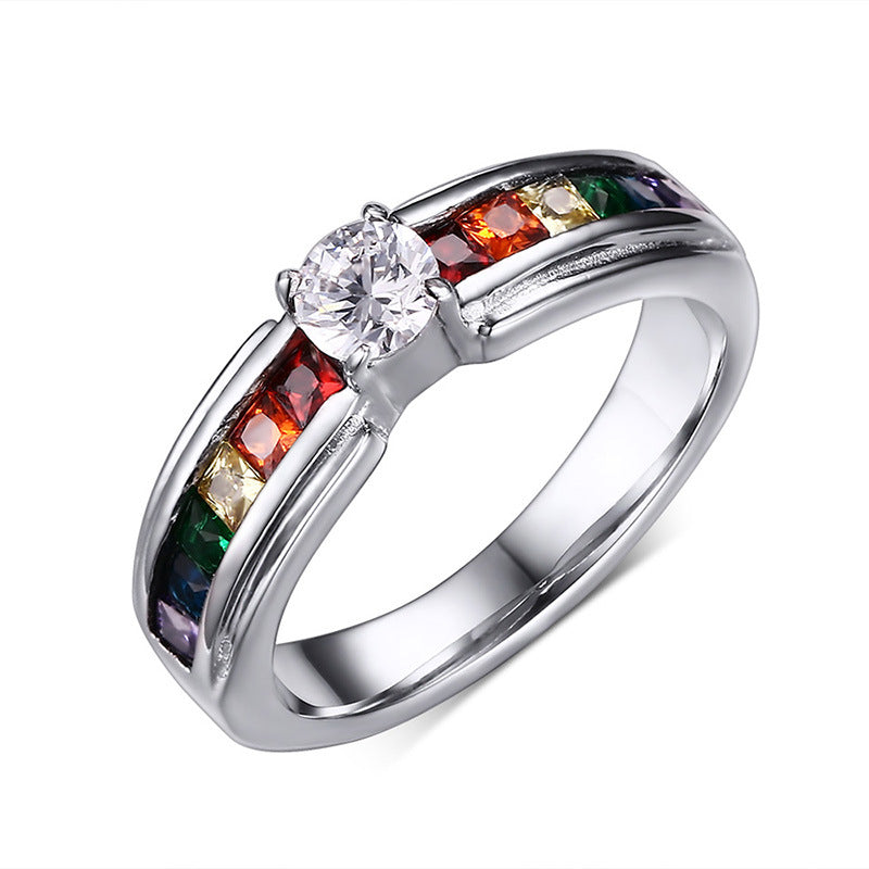 Radiant Brilliance: Diamond-Cut Crystal Titanium Ring
