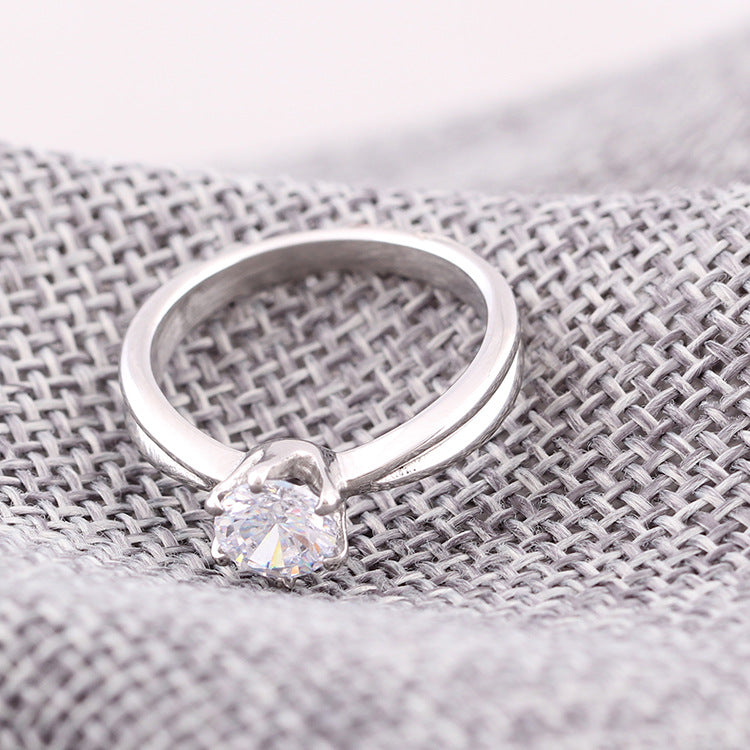 Eternal Solitaire: Brilliant-Cut Titanium Statement Ring