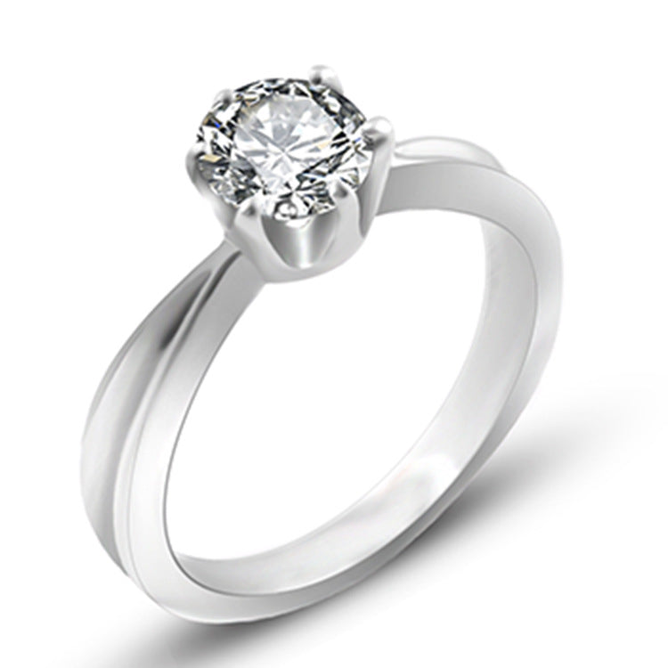 Eternal Solitaire: Brilliant-Cut Titanium Statement Ring