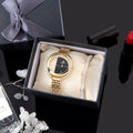 Oval Quartz Watch & Titanium Steel Bracelet Set