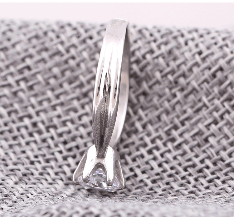 Eternal Solitaire: Brilliant-Cut Titanium Statement Ring