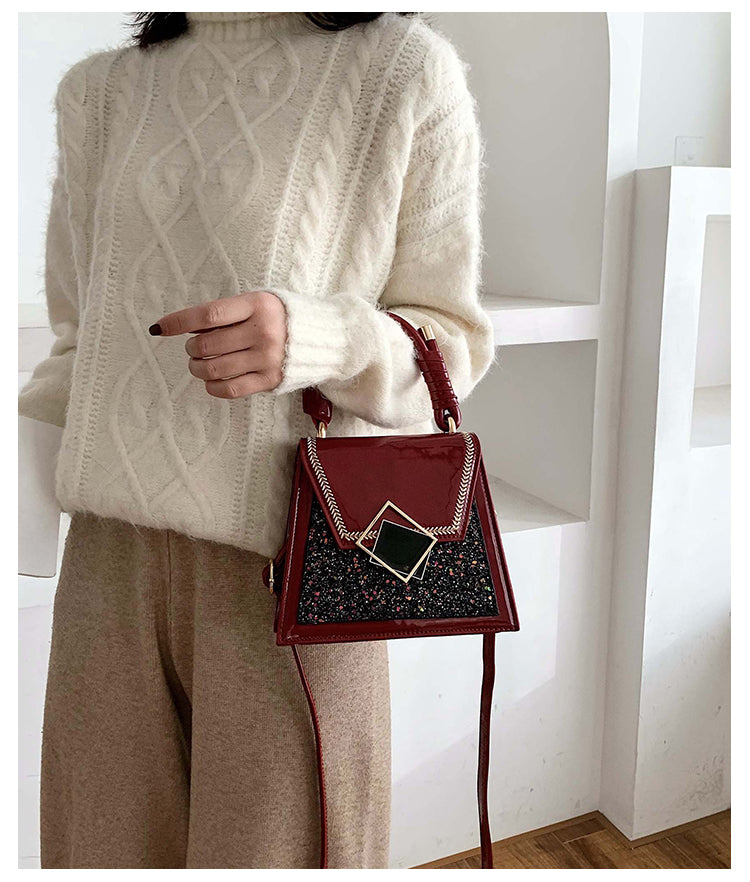 The Stellar: Sequin Patent Trapezoid Crossbody