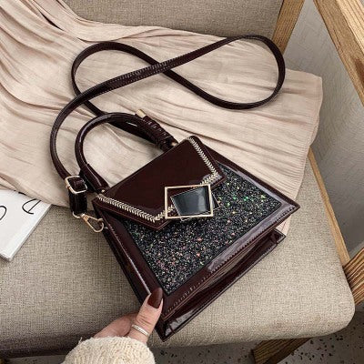 The Stellar: Sequin Patent Trapezoid Crossbody