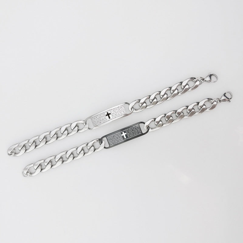 The Iconic Devotion: 10mm Polished Titanium Cross Bracelet