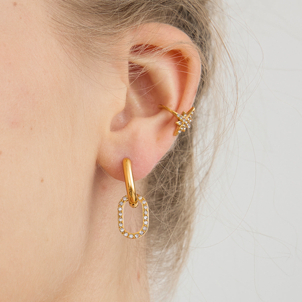 316L Zircon Buckle Hoop Earrings