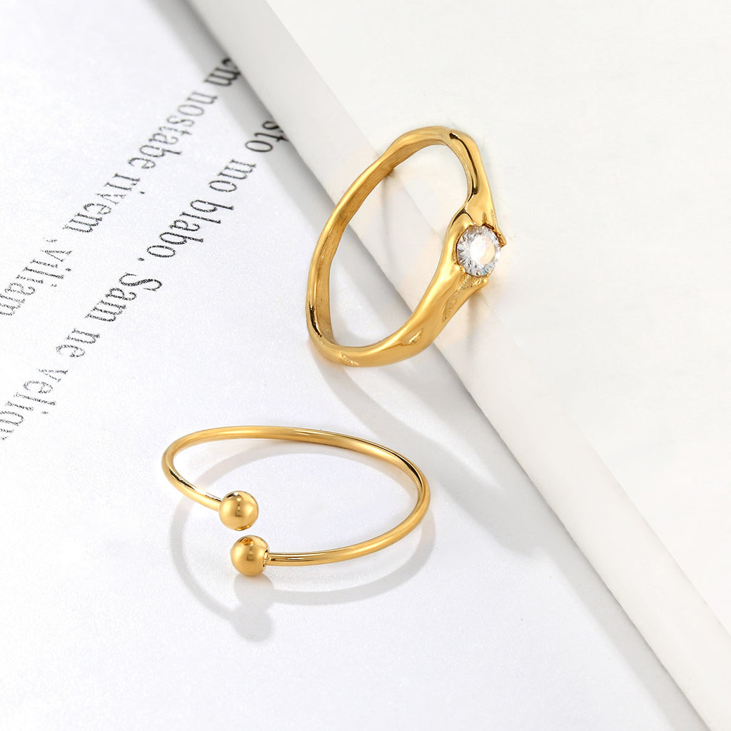 Women’s Geometric Dual-Style Gold Titanium Ring