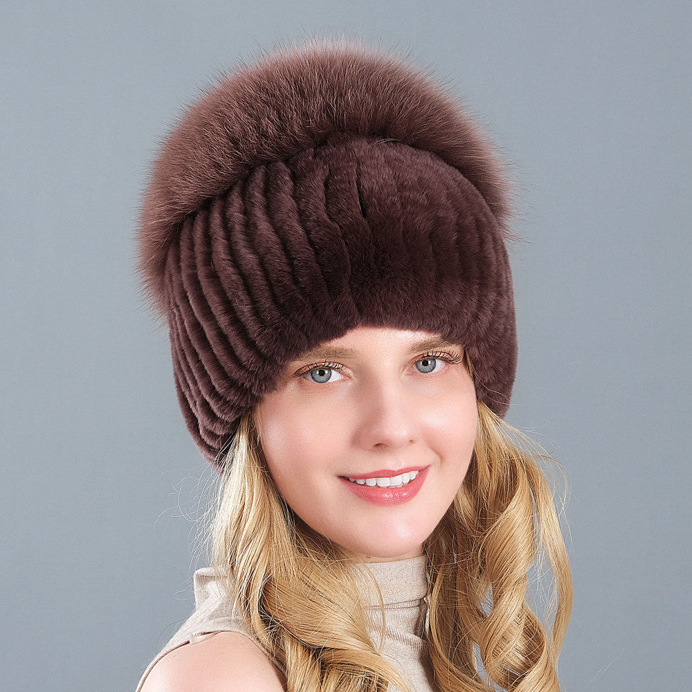 Velvet Frost: The Artisan Fur-Trimmed Knit Beanie
