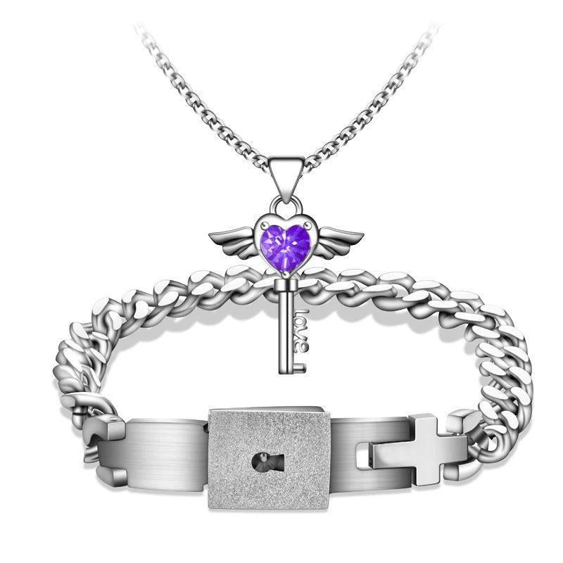 The Eternal Lock & Key: Titanium Steel Couple’s Set