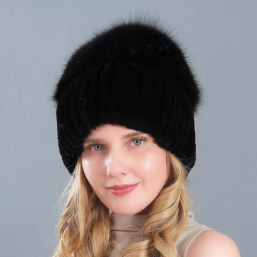 Velvet Frost: The Artisan Fur-Trimmed Knit Beanie