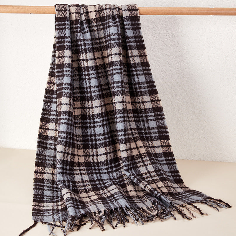 Chic Complexity: The Thickened Tassel Plaid Scarf