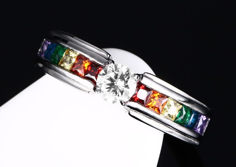 Radiant Brilliance: Diamond-Cut Crystal Titanium Ring