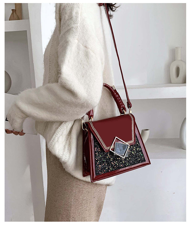 The Stellar: Sequin Patent Trapezoid Crossbody