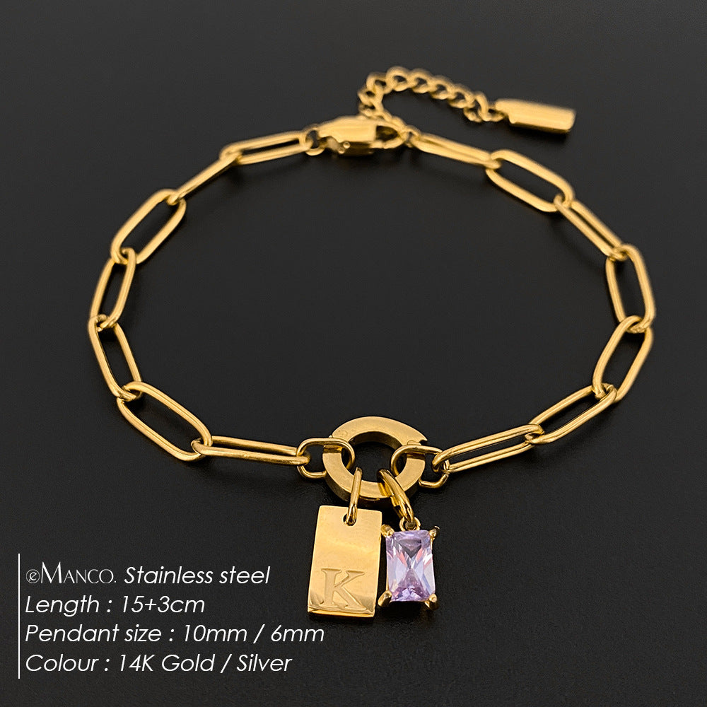 316L Stainless Steel Initial Letter Bracelet