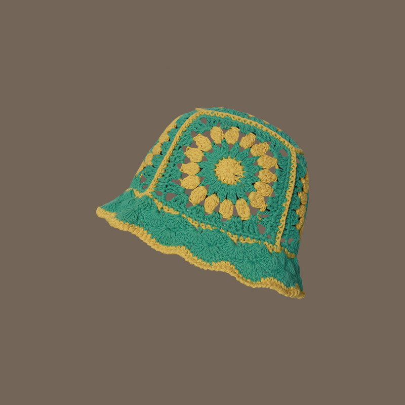 Coco Twoce Artisanal Bloom: Handmade Crochet Dual-Tone Bucket Hat