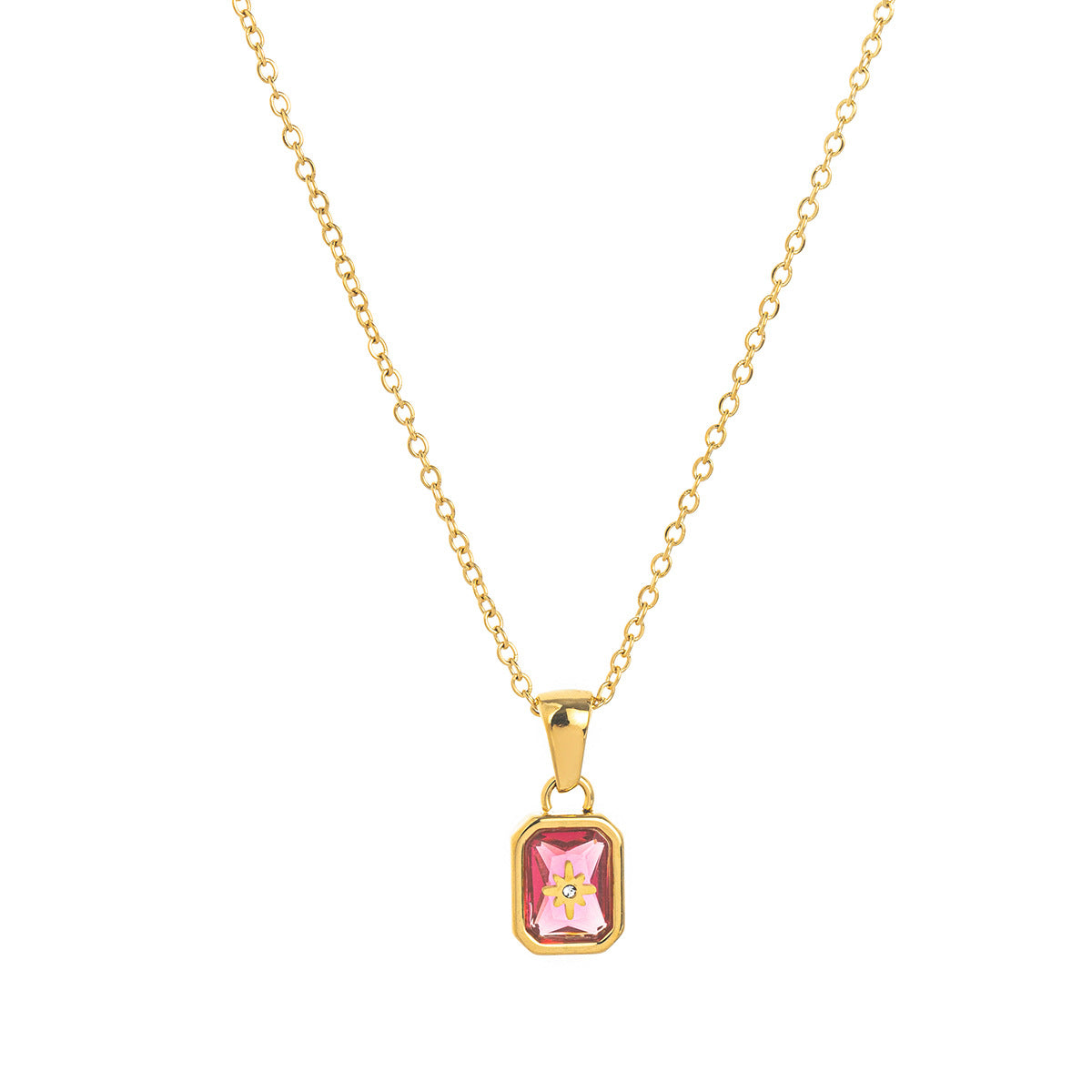Titanium Steel Birthstones Necklace Pendant