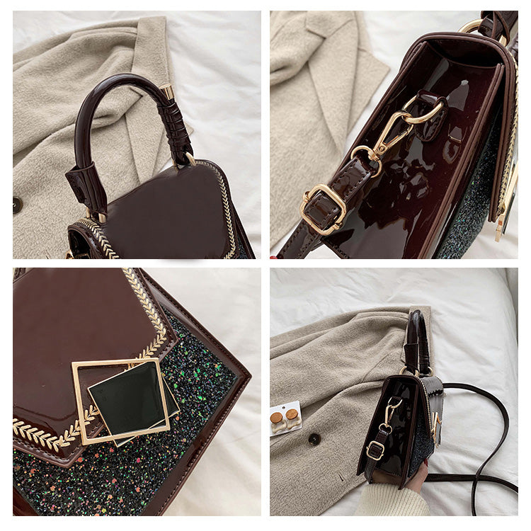 The Stellar: Sequin Patent Trapezoid Crossbody