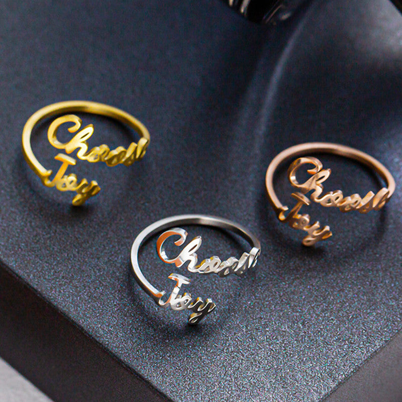 Fashion Letter Signature Titanium Ring