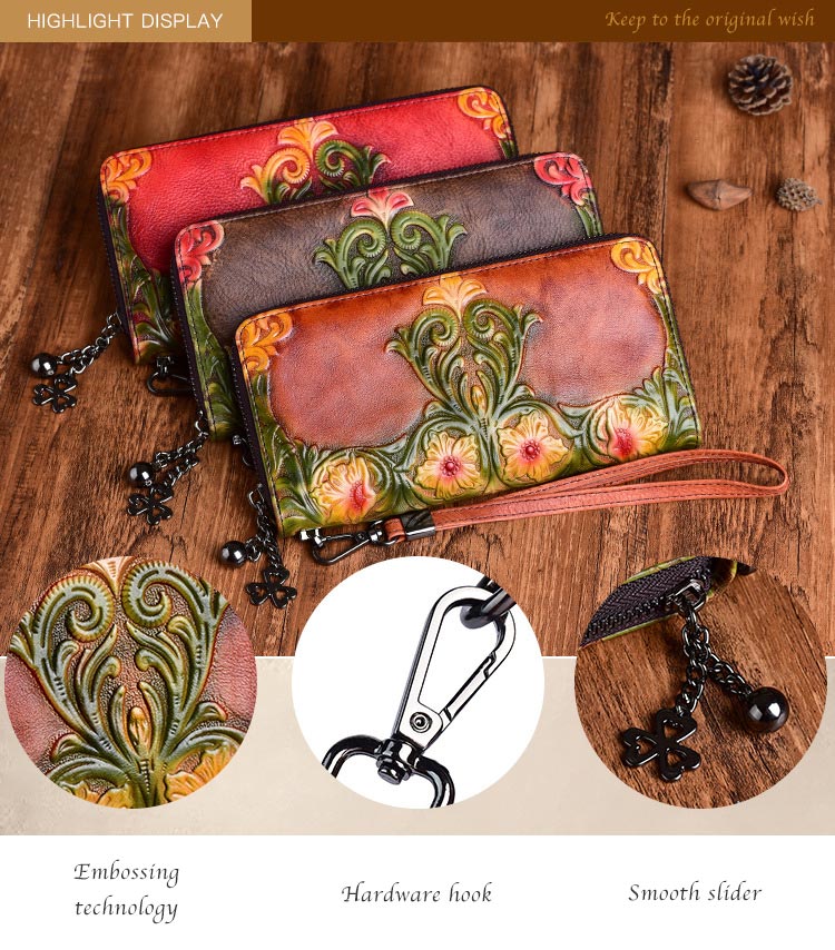 The Curator: Vintage Floral Embossed Leather Clutch