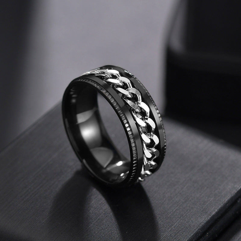 Men’s Rotating Chain "Cool" Titanium Ring