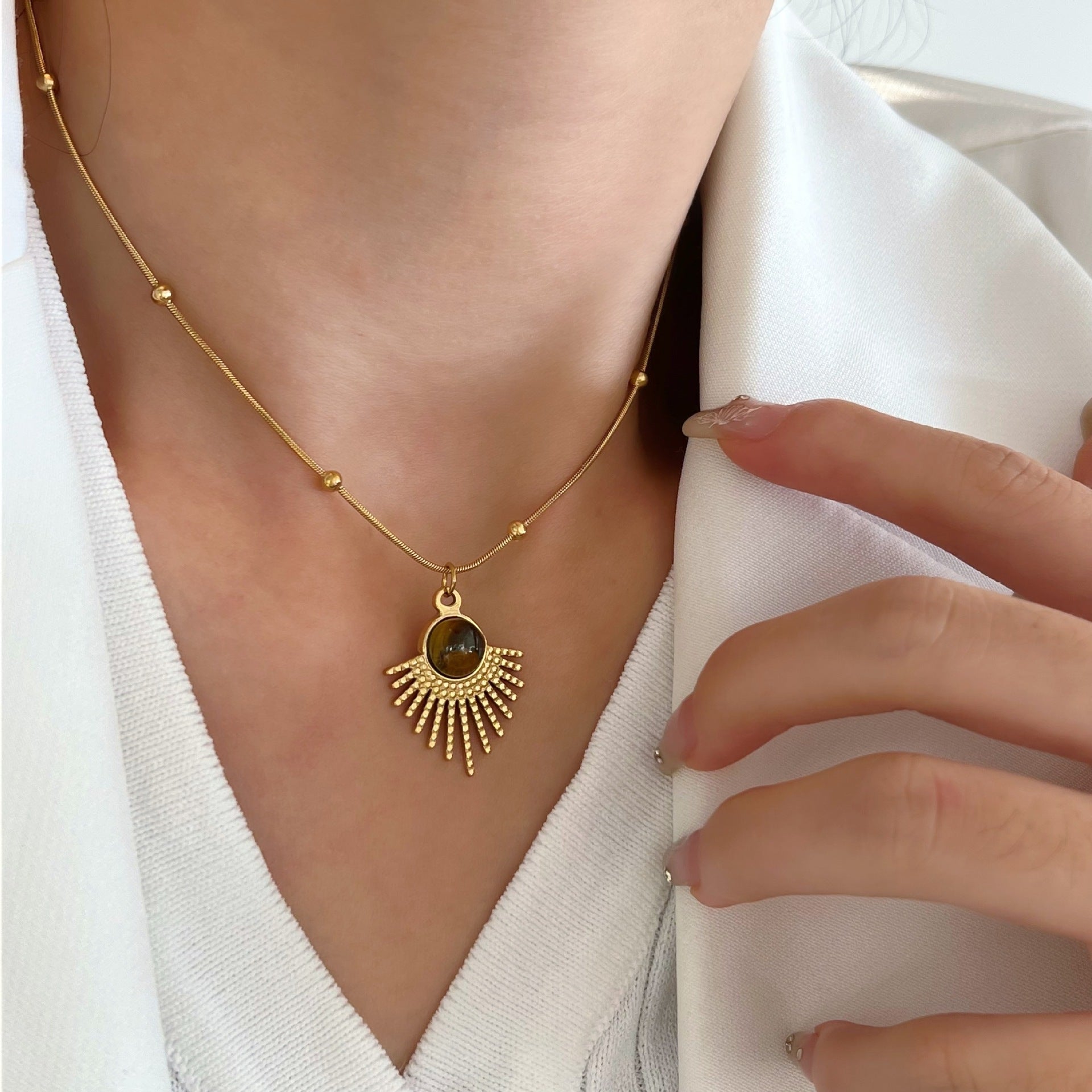 The Amber Soul – Tigereye & Titanium Statement Necklace