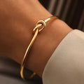 18K Gold Plated Knotted C-Shaped Titanium Bracelet