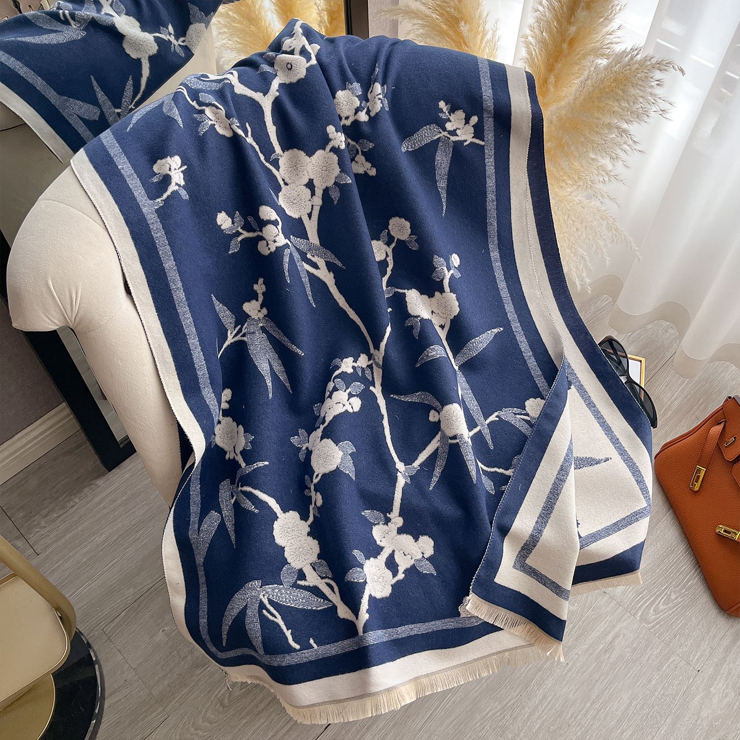 Cashmere-Touch Elegance: The Plum Blossom Winter Scarf