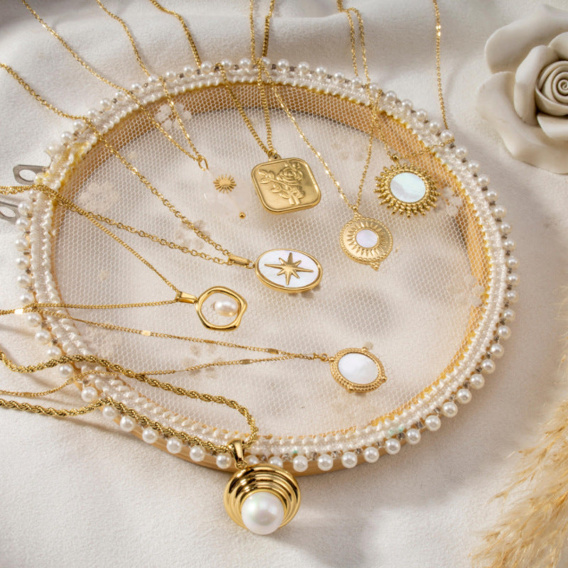 The Lustre Shell: 14K Gold-Plated Titanium Necklace