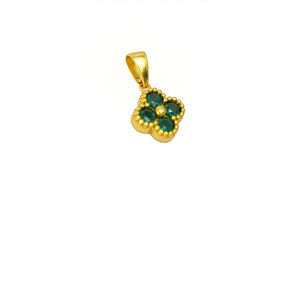 24K Gold Lucky Green Clover Necklace