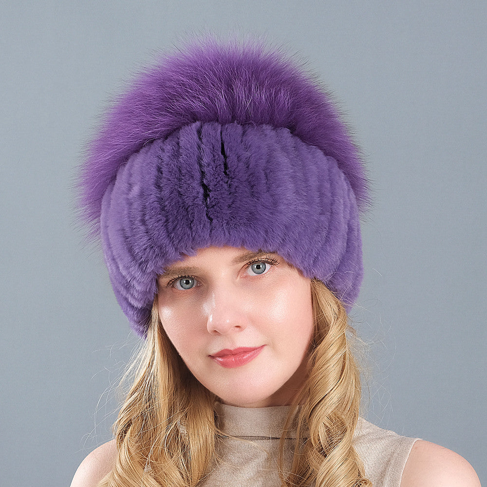 Velvet Frost: The Artisan Fur-Trimmed Knit Beanie
