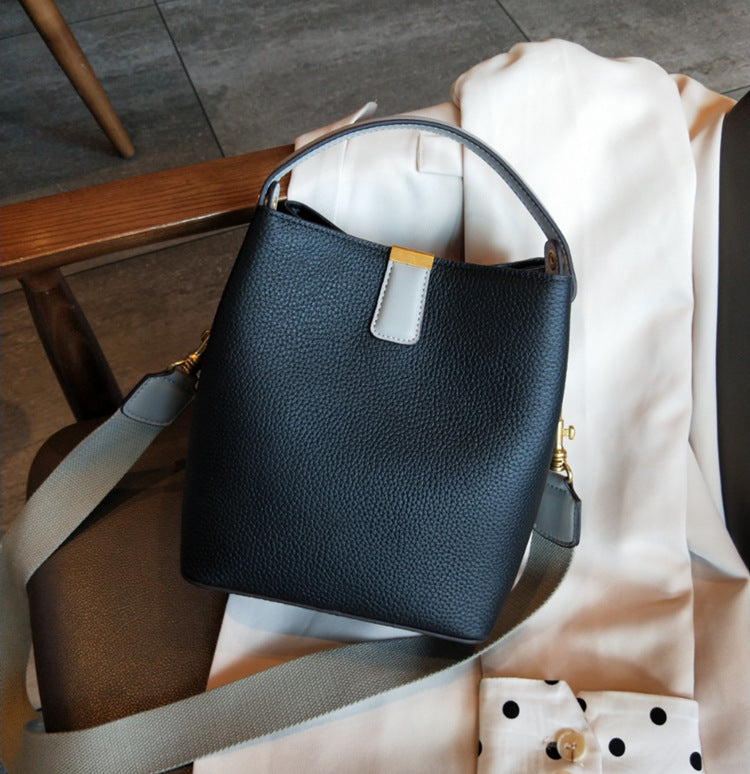 The Litchi Luxe: Premium Grained Leather Bucket Bag