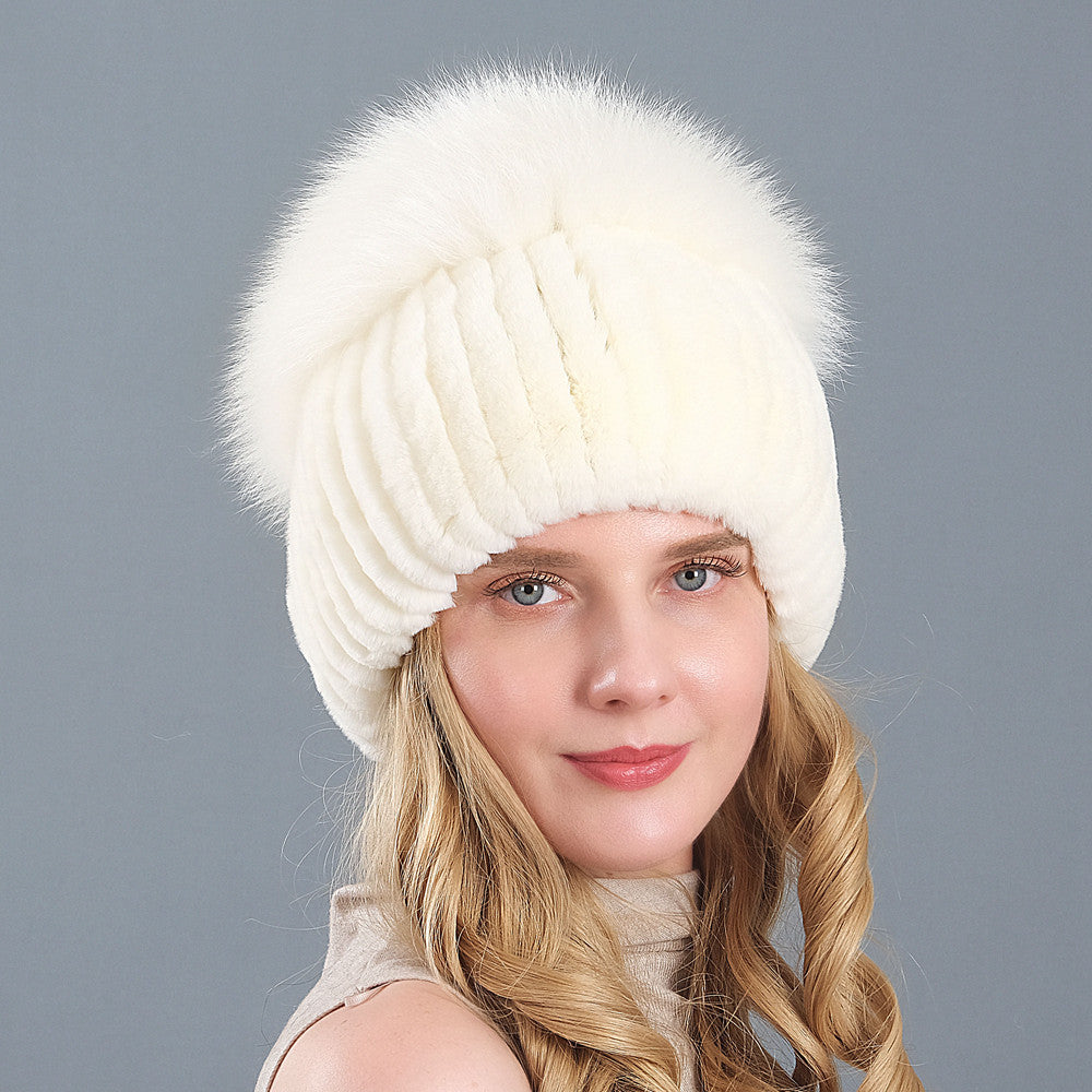 Velvet Frost: The Artisan Fur-Trimmed Knit Beanie