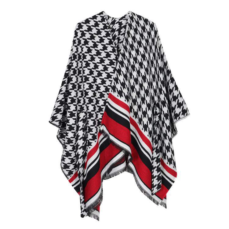 Coco Twoce Urban Nomad: Contrast Stitching Belted Cashmere-Touch Cape