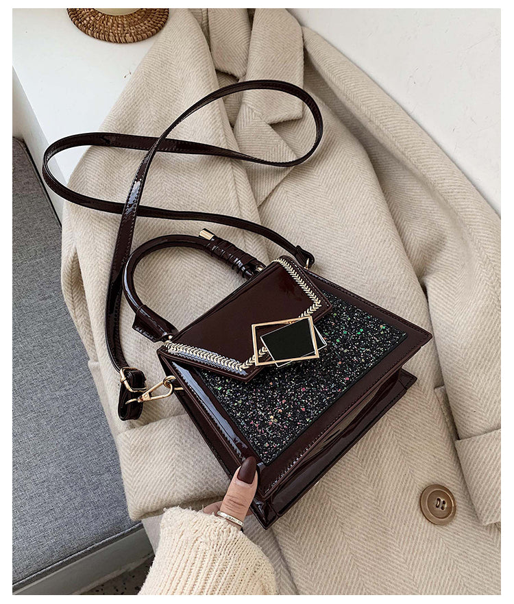 The Stellar: Sequin Patent Trapezoid Crossbody