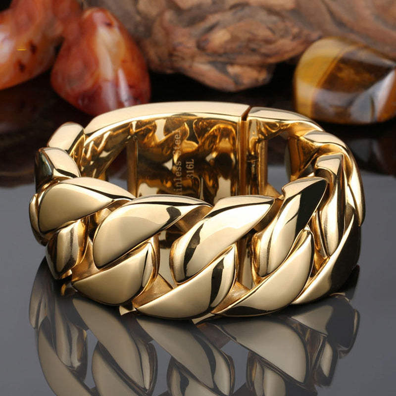The Sculpted Titan: Heavy-Cast Titanium Steel Bracelet