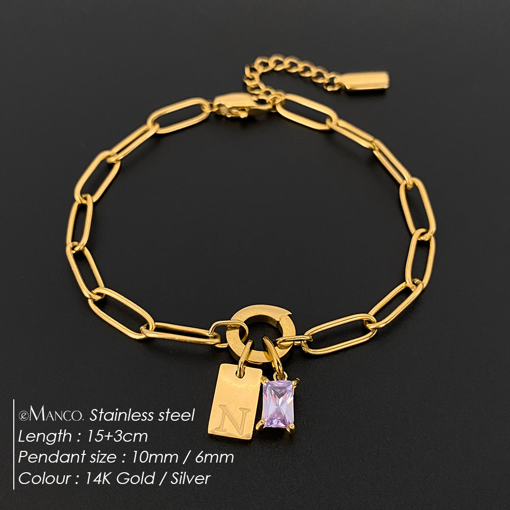 316L Stainless Steel Initial Letter Bracelet