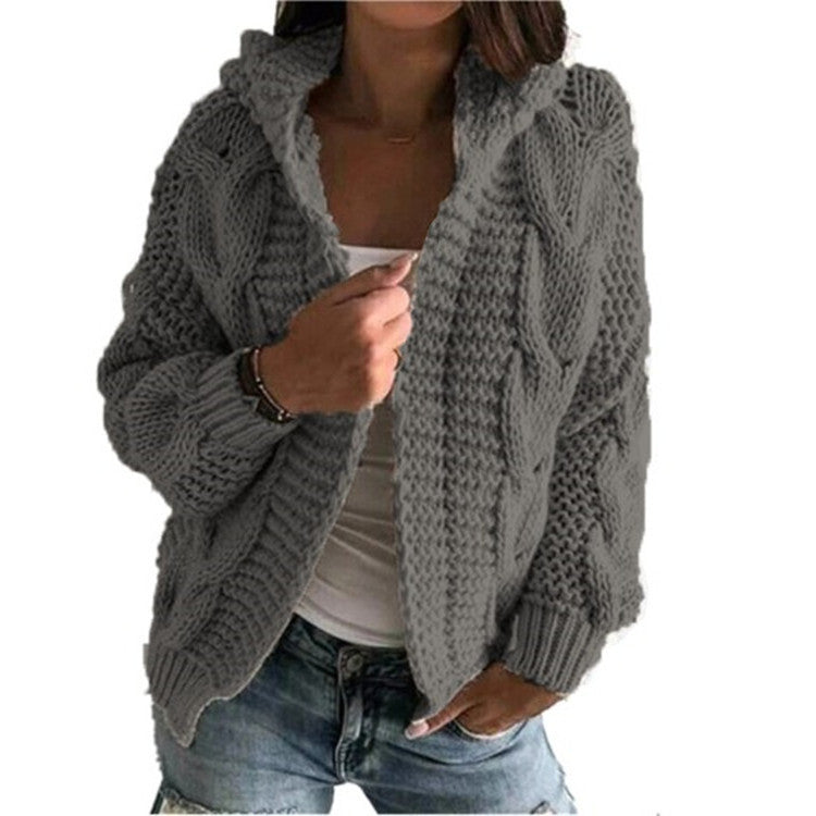 Coco Twoce Heritage Twist: British Style Chunky Knit Cardigan