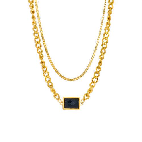 Double Layered Chain Necklace | Premium Titanium Collection