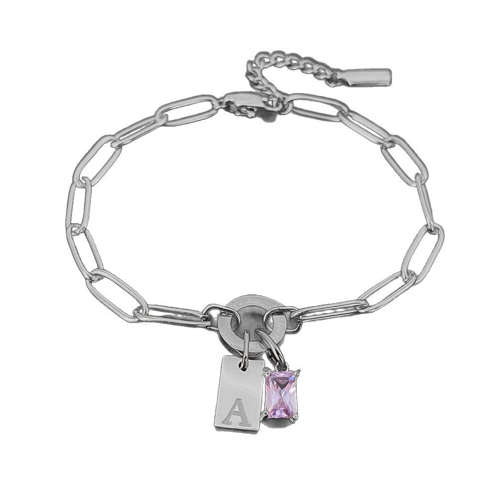 316L Stainless Steel Initial Letter Bracelet