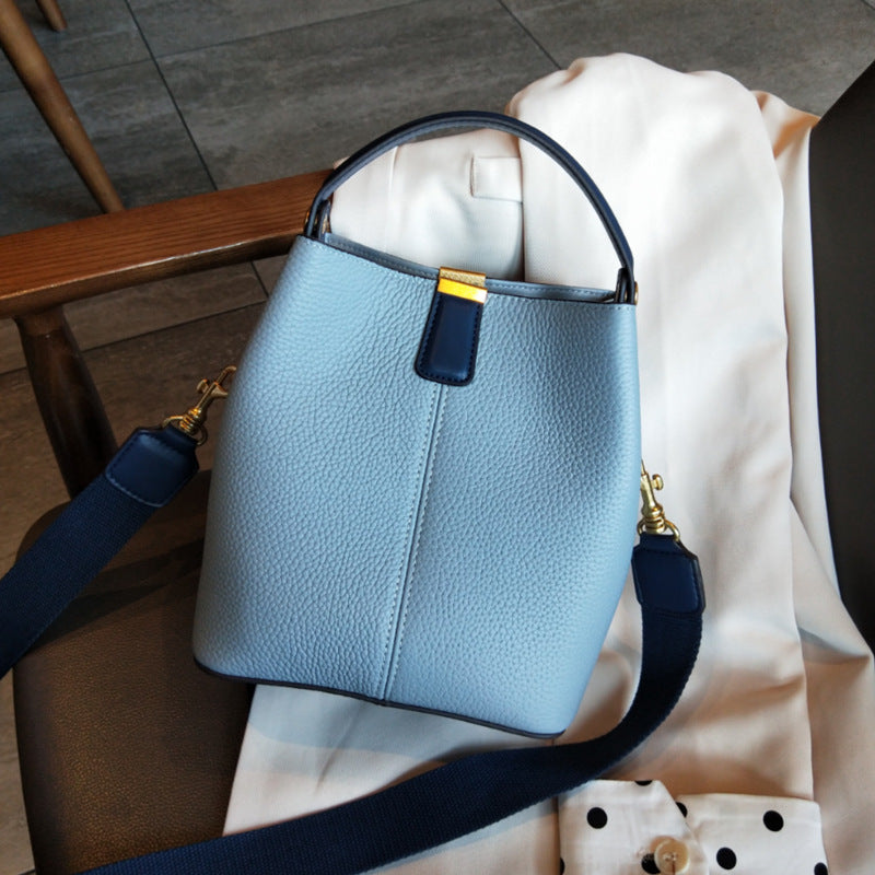 The Litchi Luxe: Premium Grained Leather Bucket Bag
