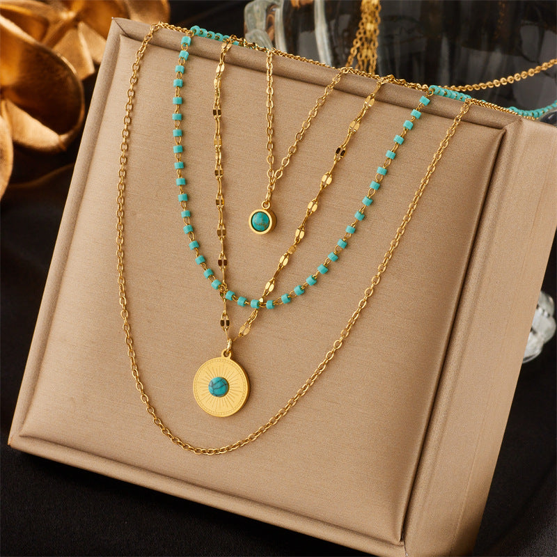 Irregular Geometric Round Necklace | Premium Titanium Collection