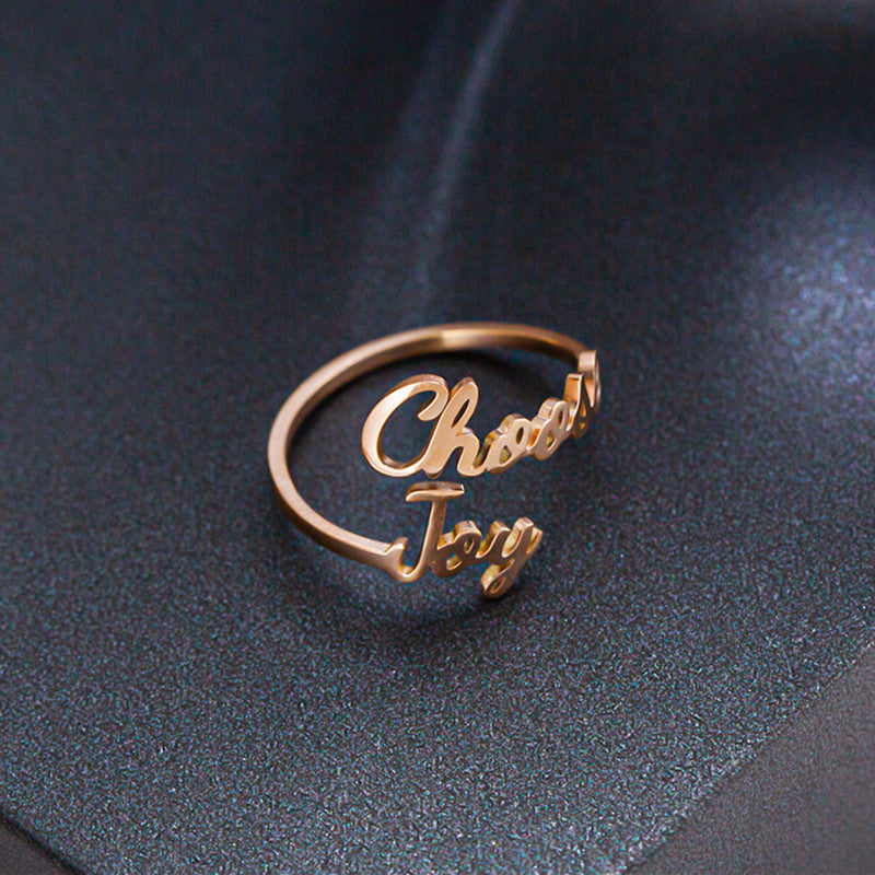Fashion Letter Signature Titanium Ring