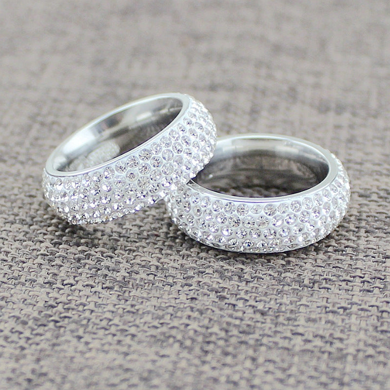 Starry Night Eternity: U-Shape Iced Titanium Band