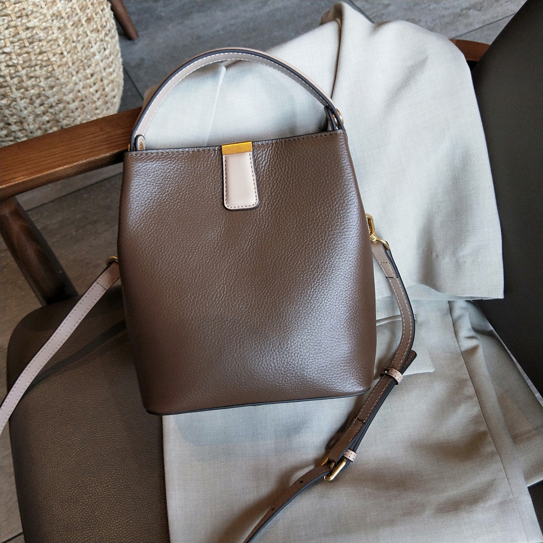 The Litchi Luxe: Premium Grained Leather Bucket Bag