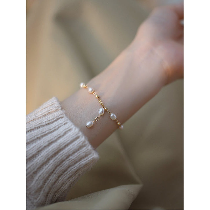 Handmade Titanium Freshwater Pearl Bracelet