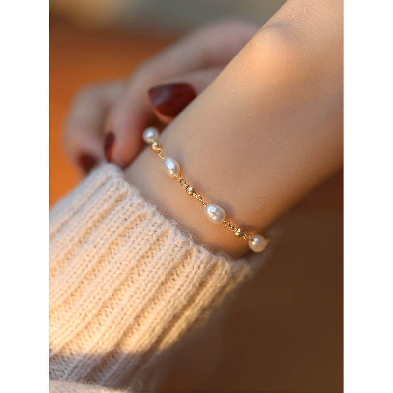 Handmade Titanium Freshwater Pearl Bracelet