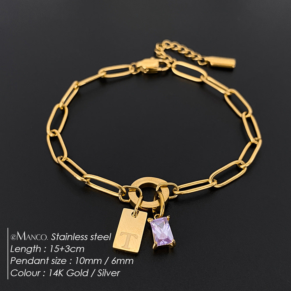 316L Stainless Steel Initial Letter Bracelet