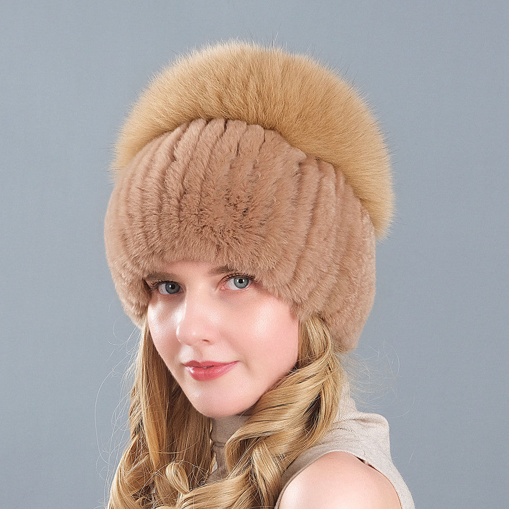 Velvet Frost: The Artisan Fur-Trimmed Knit Beanie