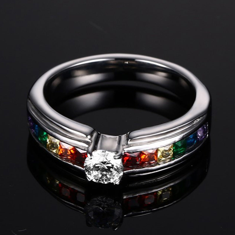 Radiant Brilliance: Diamond-Cut Crystal Titanium Ring
