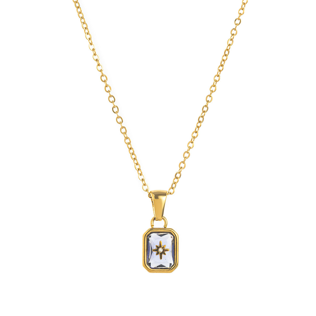 Titanium Steel Birthstones Necklace Pendant