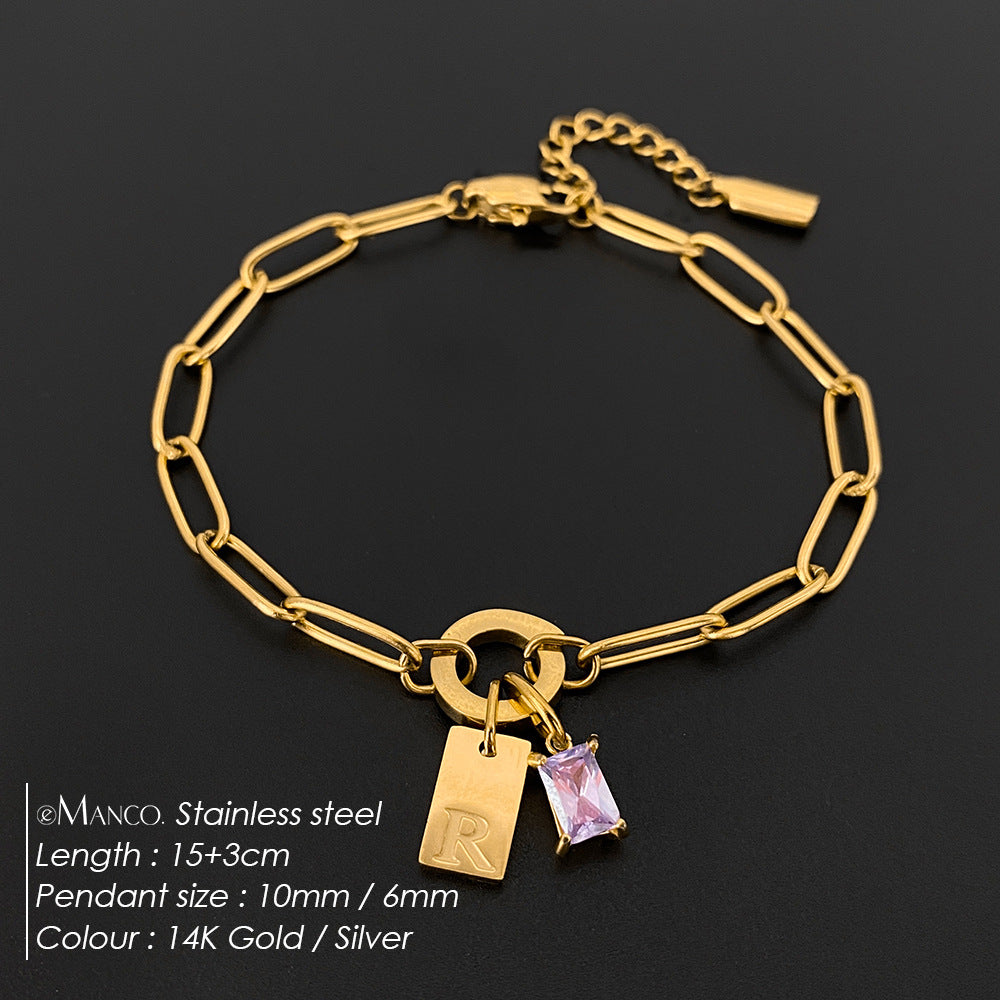 316L Stainless Steel Initial Letter Bracelet